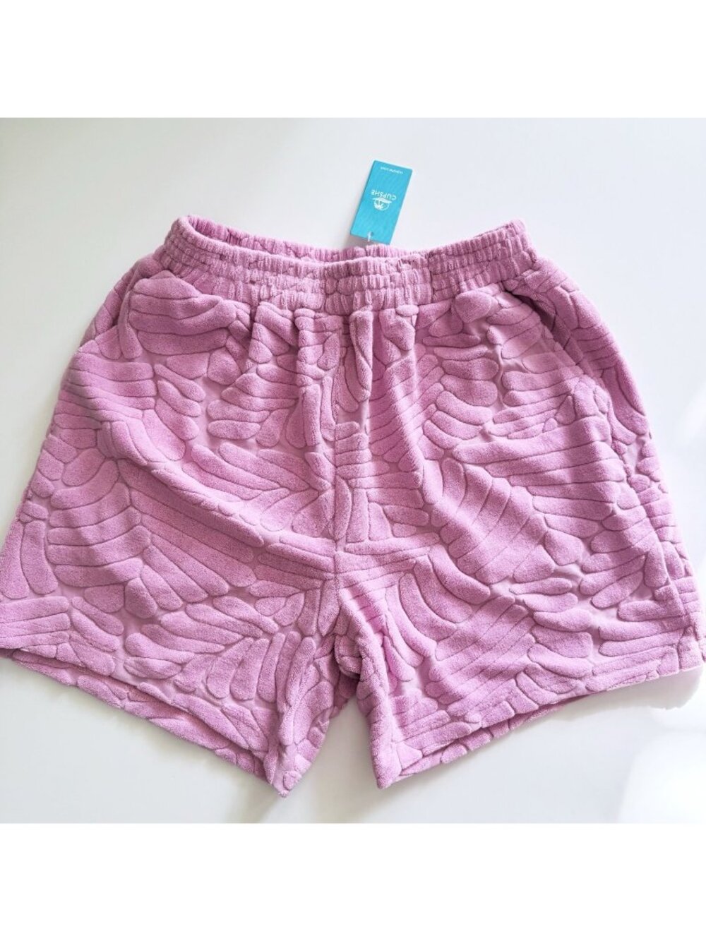Cupshe Toweling Terry Purple Tropical Straight Leg Jersey Shorts S Small NWT
